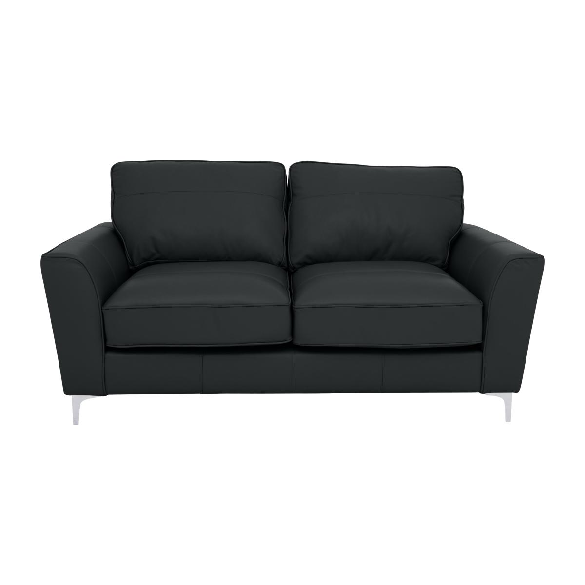 Legend Classic Back 2 Seater Leather Sofa with Chrome Feet - Verona Steel – image 1