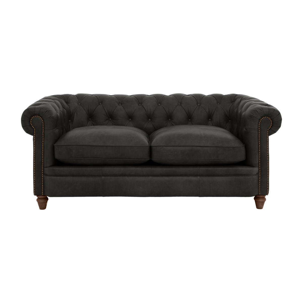 Alexander and James - Chesterfield Collection Ralph 2 Seater Leather Sofa - Saxon with Studs - Dark Feet