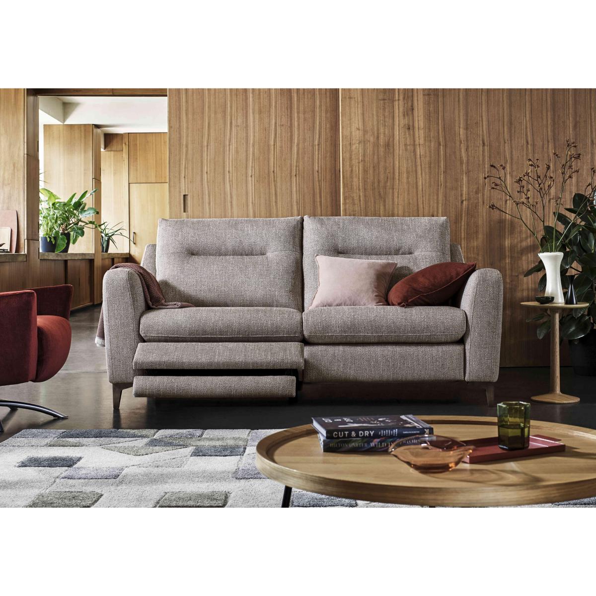 G Plan - Arlo 2 Seater Fabric Power Recliner Sofa - Swift Cygnet with Walnut Feet – image 2