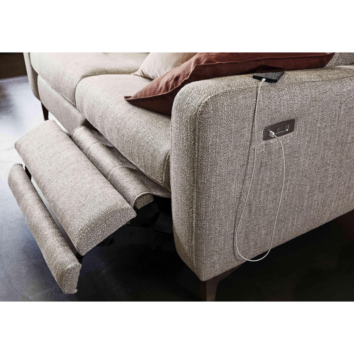 G Plan - Arlo 2 Seater Fabric Power Recliner Sofa - Swift Cygnet with Walnut Feet – image 6