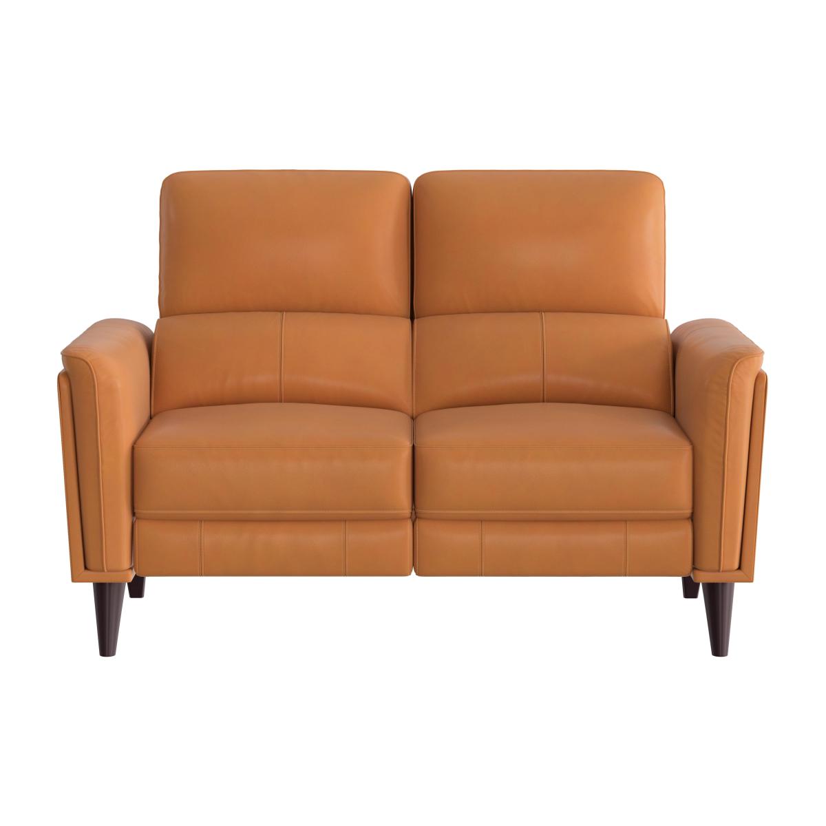 Compact Collection Klein 2 Seater NC Leather Power Recliner Sofa with Telescopic Headrests - NC Honey Yellow – image 1