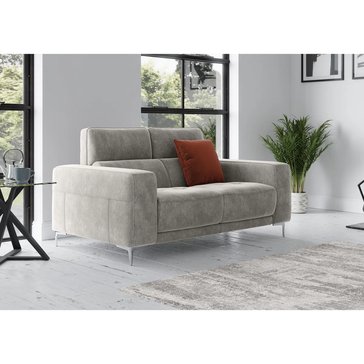Adama 2 Seater Fabric Power Recliner Sofa with Telescopic Headrests - Grey – image 3