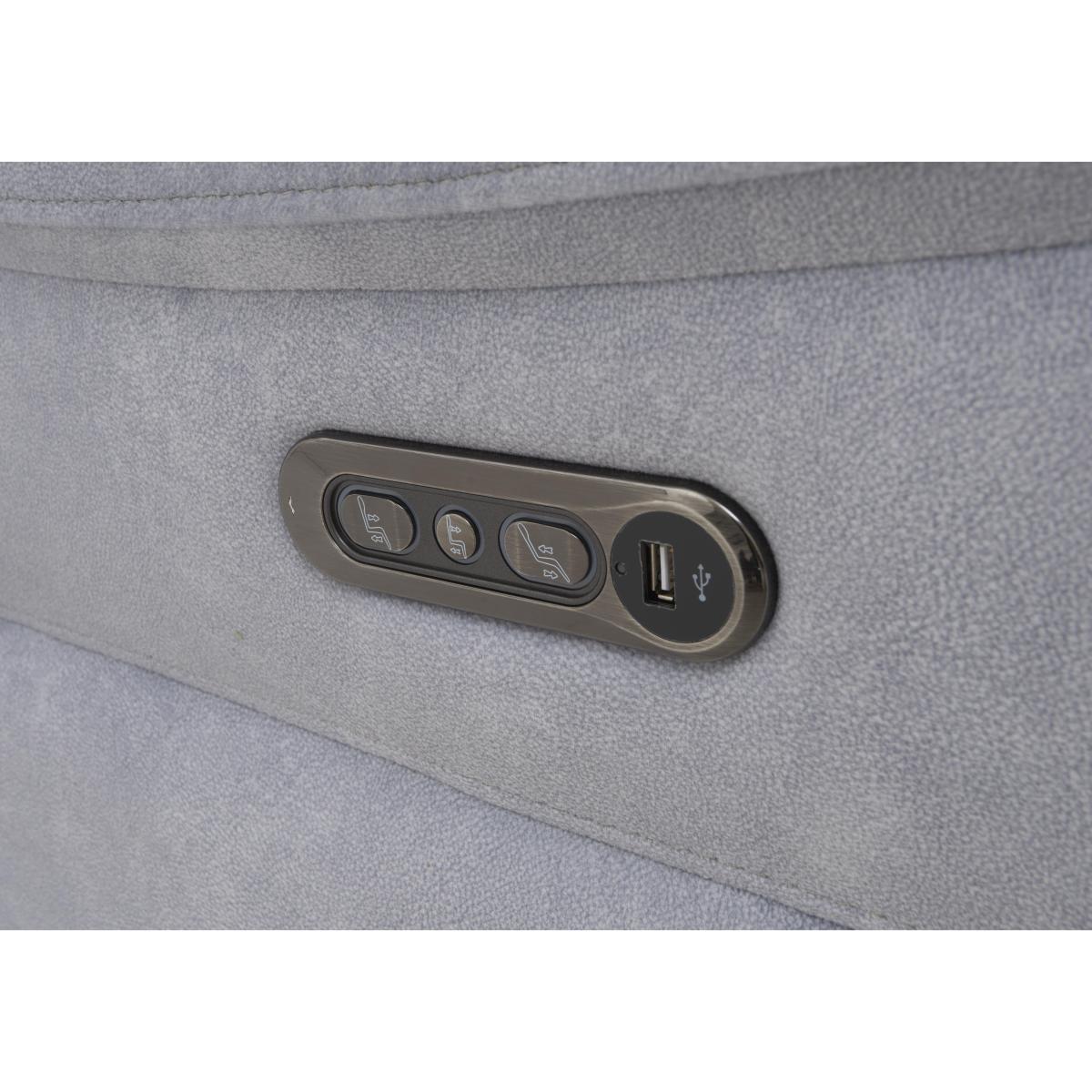 Daytona 2 Seater Fabric Power Recliner Sofa with Bluetooth Speaker - Heritage Granite – image 3