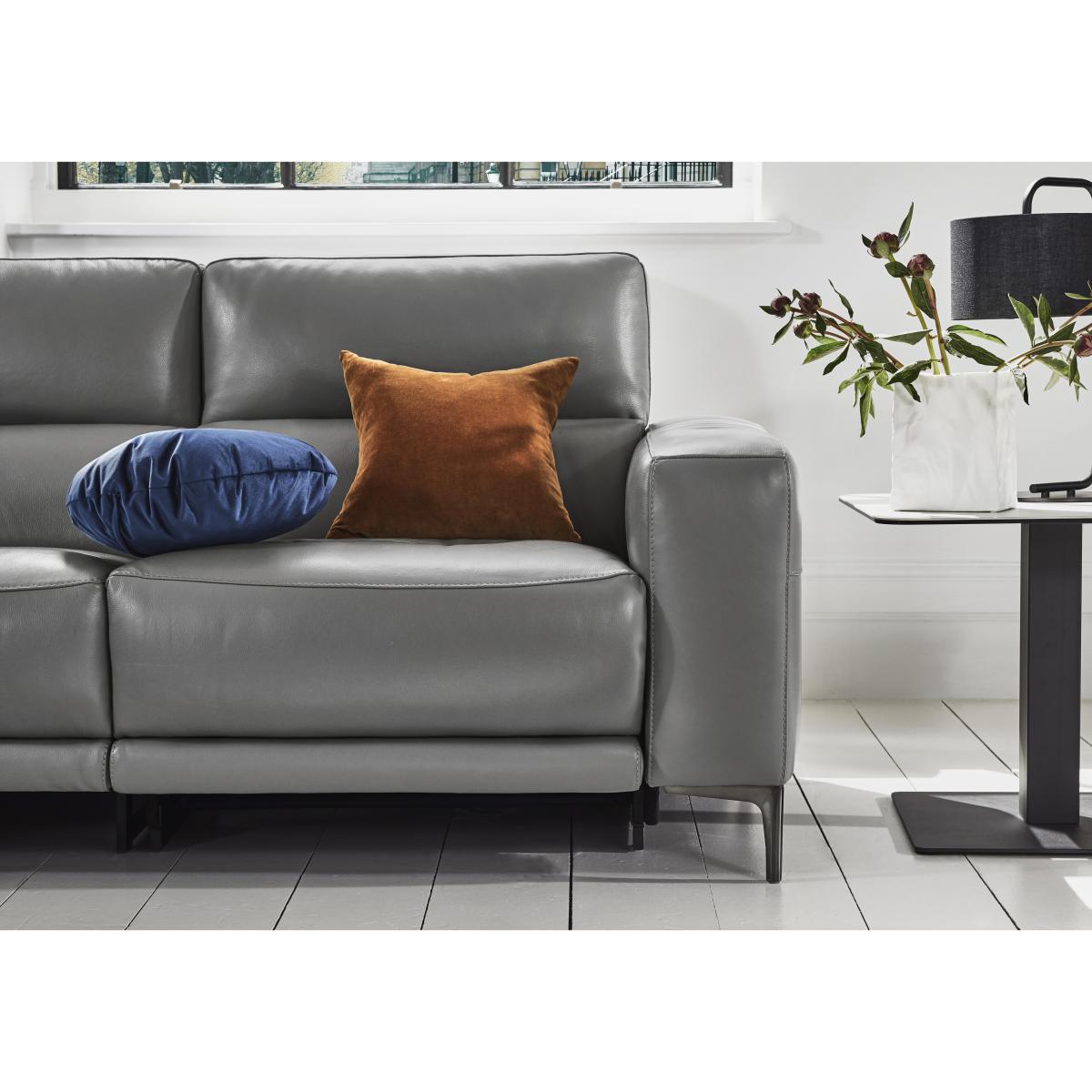 Adama 2 Seater Leather Power Recliner Sofa with Telescopic Headrests - Blue- World of Leather – image 3