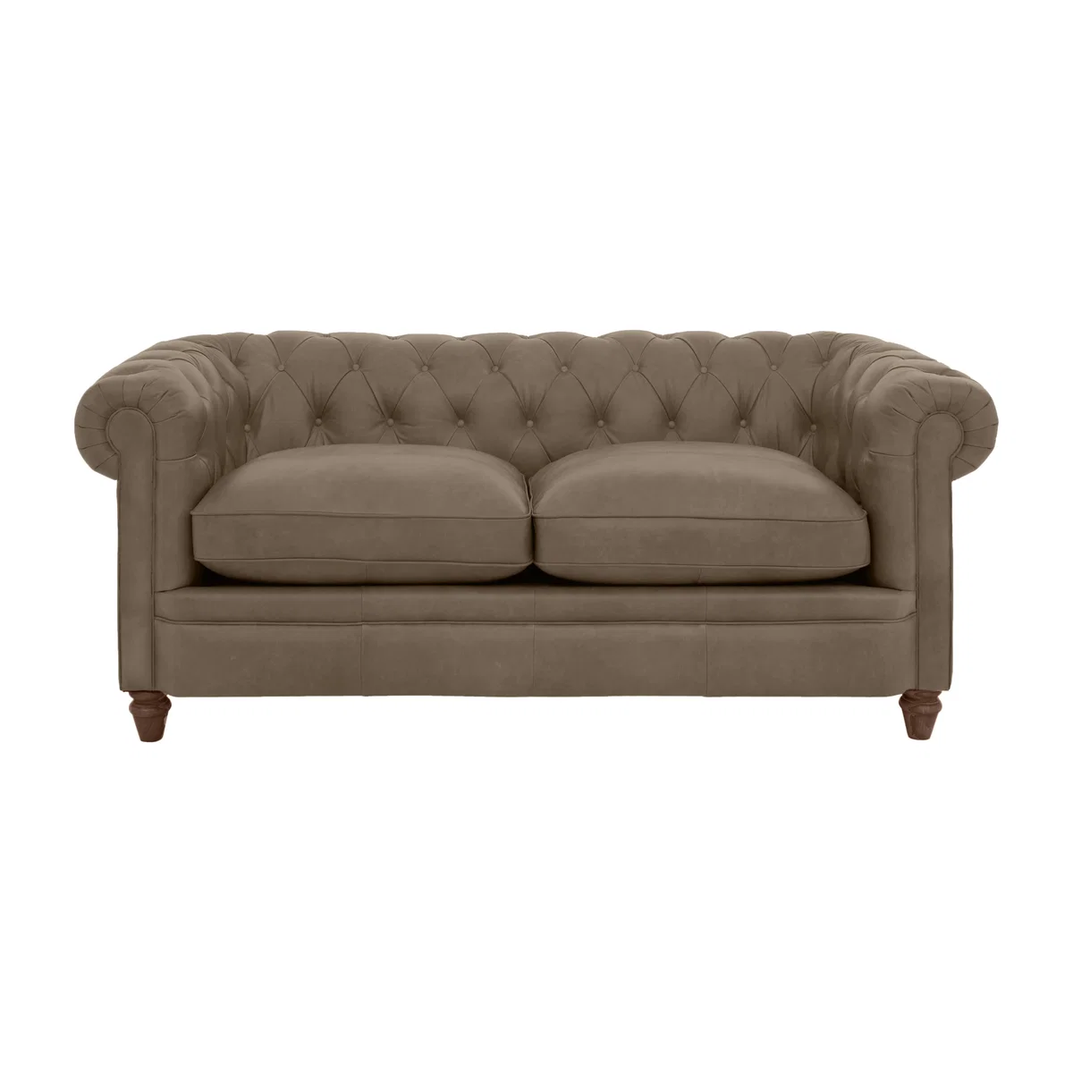 Alexander and James - Chesterfield Collection Ralph 2 Seater Leather Sofa - Case Taupe - Dark Feet