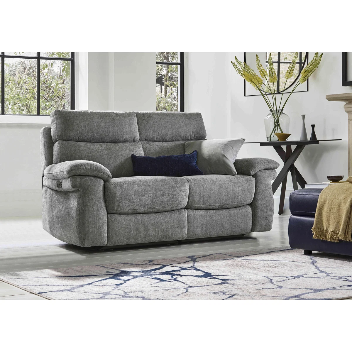 Comfort Story - Serene 2 Seater Fabric Power Recliner Sofa with Headrests and Power Lumbar - R23 Silver Grey – image 2