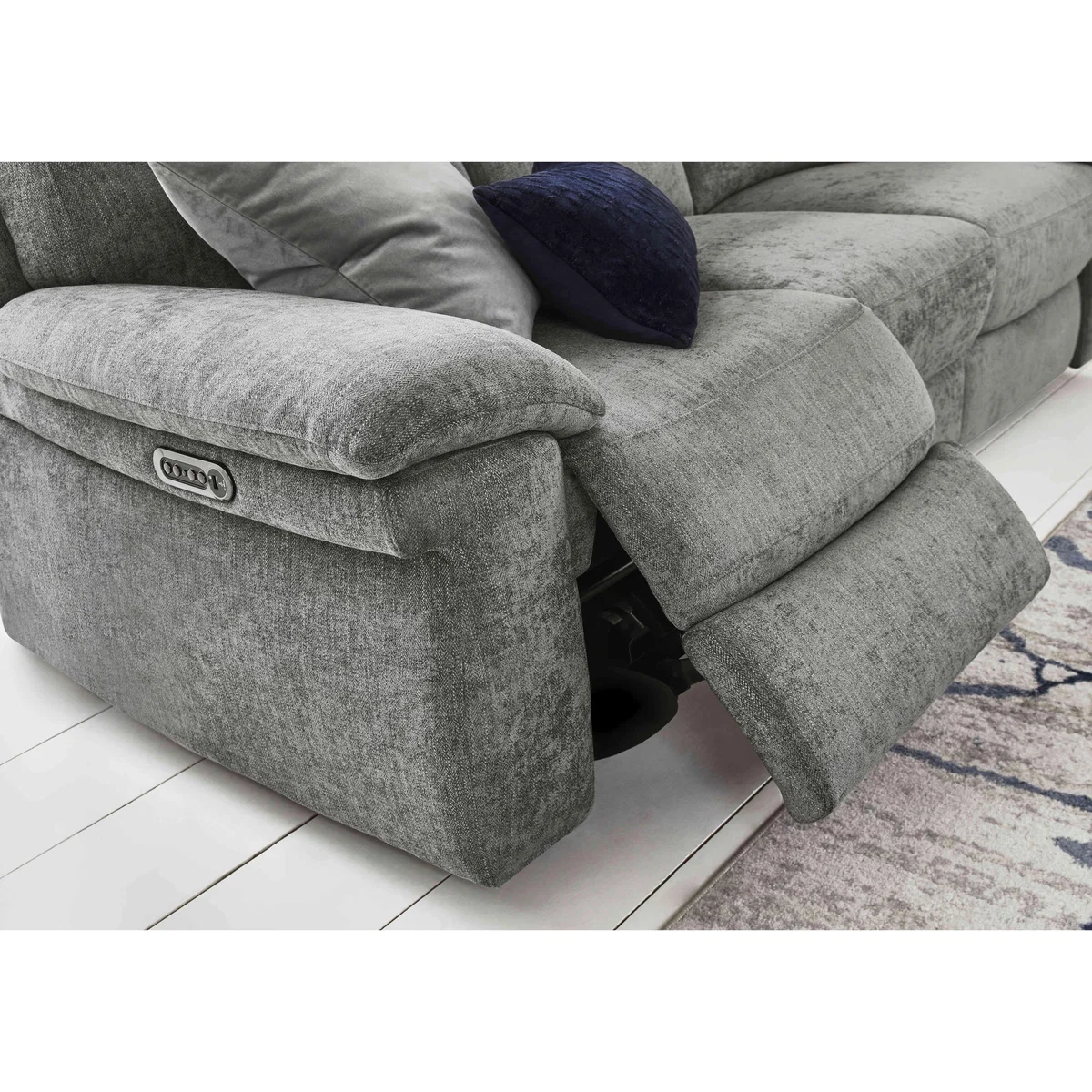 Comfort Story - Serene 2 Seater Fabric Power Recliner Sofa with Headrests and Power Lumbar - R23 Silver Grey – image 3