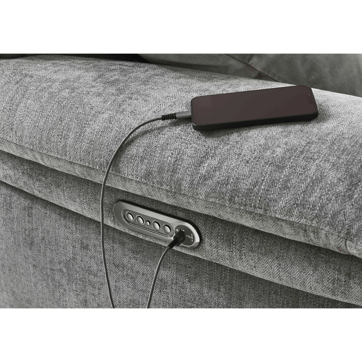 Comfort Story - Serene 2 Seater Fabric Power Recliner Sofa with Headrests and Power Lumbar - R23 Silver Grey – image 4