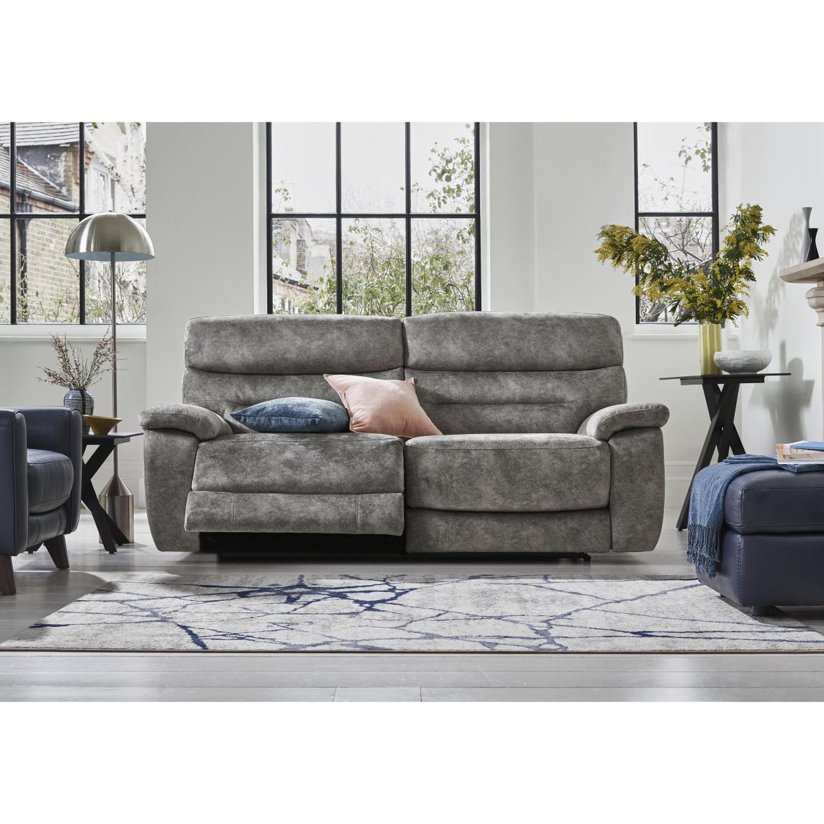 Comfort Story - Nimbus 2 Seater Fabric Power Recliner Sofa with Headrests and Power Lumbar - R23 Silver Grey – image 2