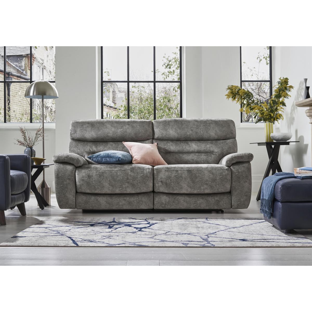 Comfort Story - Nimbus 2 Seater Fabric Power Recliner Sofa with Headrests and Power Lumbar - R23 Silver Grey – image 3