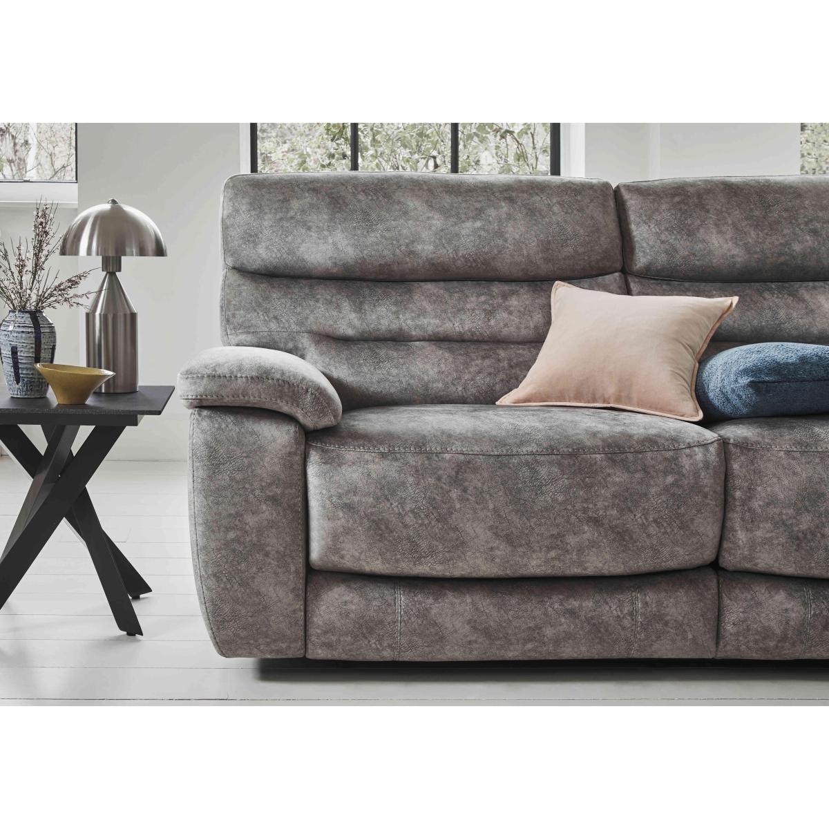 Comfort Story - Nimbus 2 Seater Fabric Power Recliner Sofa with Headrests and Power Lumbar - R23 Silver Grey – image 4