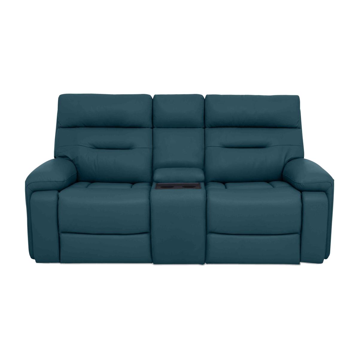 Cinemax Media 2 Seater Leather Power Recliner Sofa with Headrests - Midnight Jade