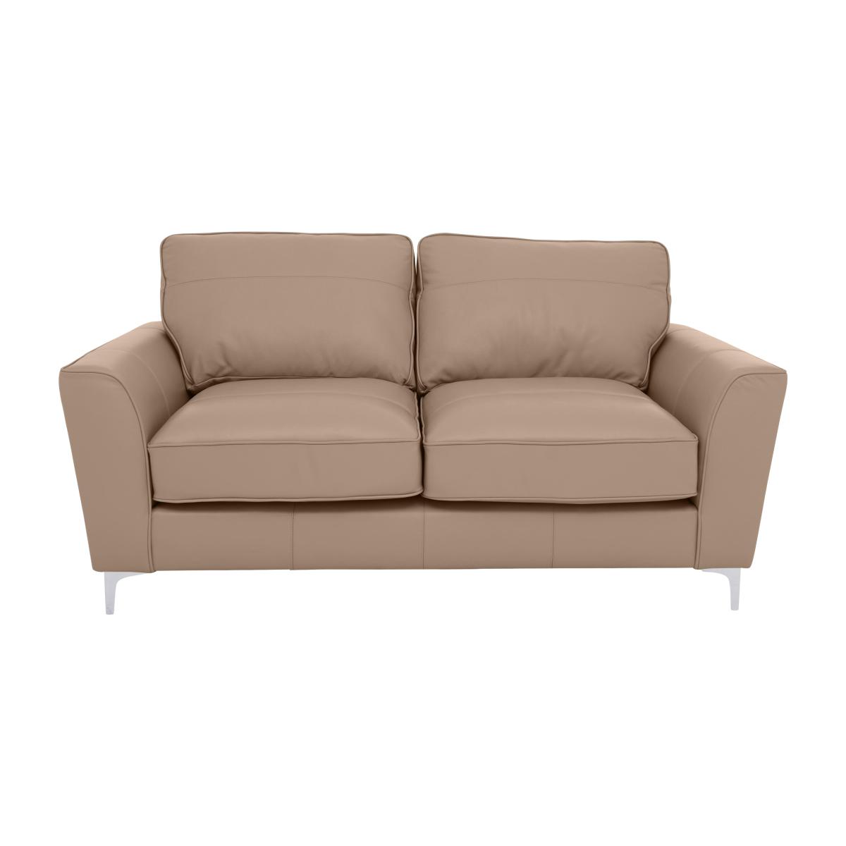 Legend Classic Back 2 Seater Leather Sofa with Chrome Feet with Light Feet - Verona Stone – image 1