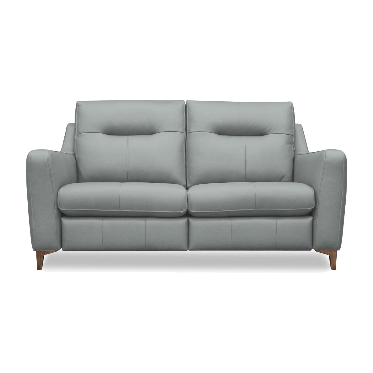 G Plan - Arlo 2 Seater Leather Power Recliner Sofa - Cambridge Grey with Walnut Feet – image 1