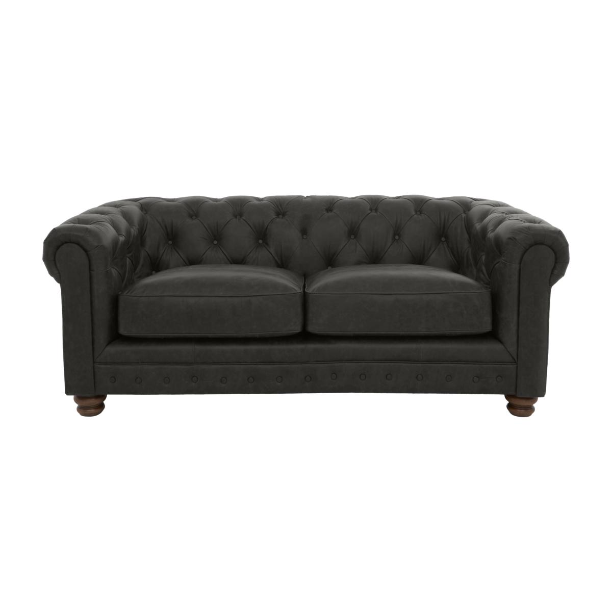 Alexander and James - Chesterfield Collection Hugo 2 Seater Leather Sofa - Saxon - Dark Feet