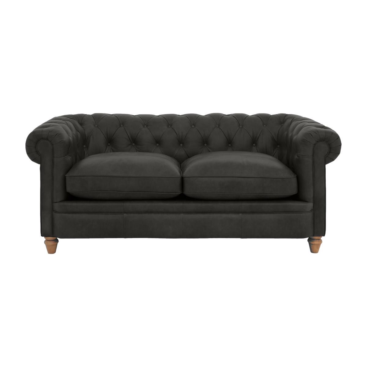 Alexander and James - Chesterfield Collection Ralph 2 Seater Leather Sofa - Saxon - Oak Feet