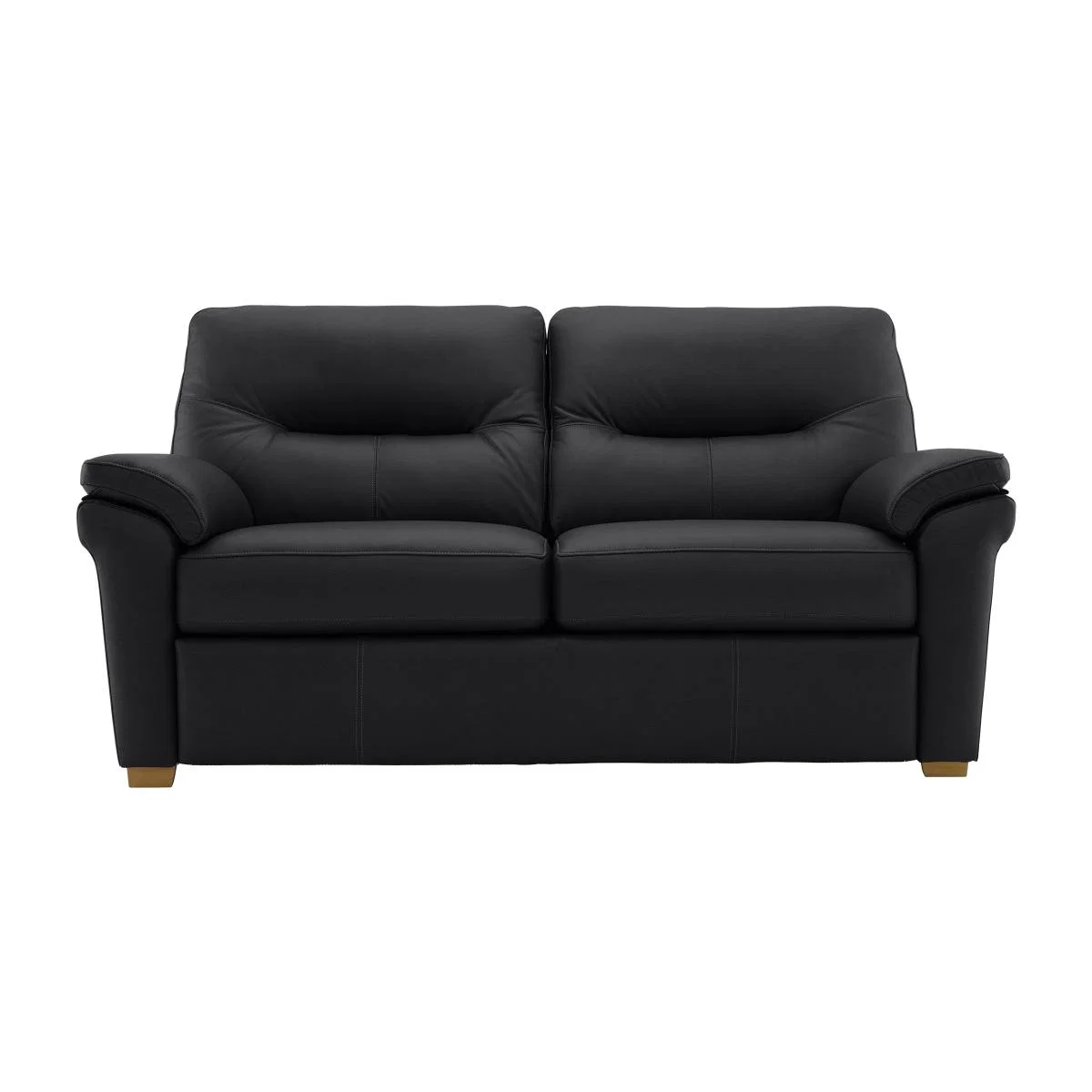 G Plan - Seattle 2.5 Seater Leather Sofa with Wooden Feet - Cambridge Black – image 1