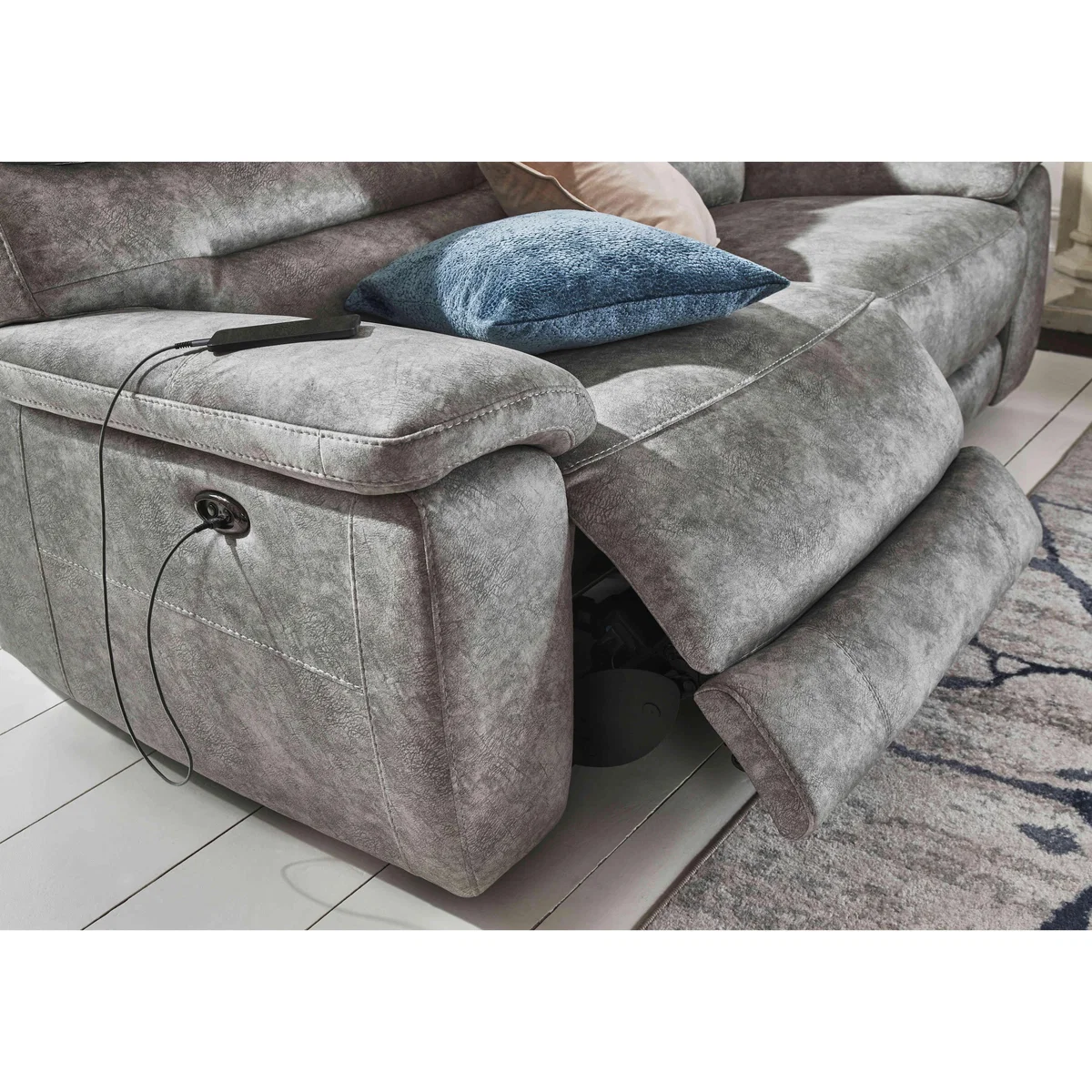Comfort Story - Nimbus 2 Seater Fabric Power Recliner Sofa with Headrests - Baby Blue – image 5