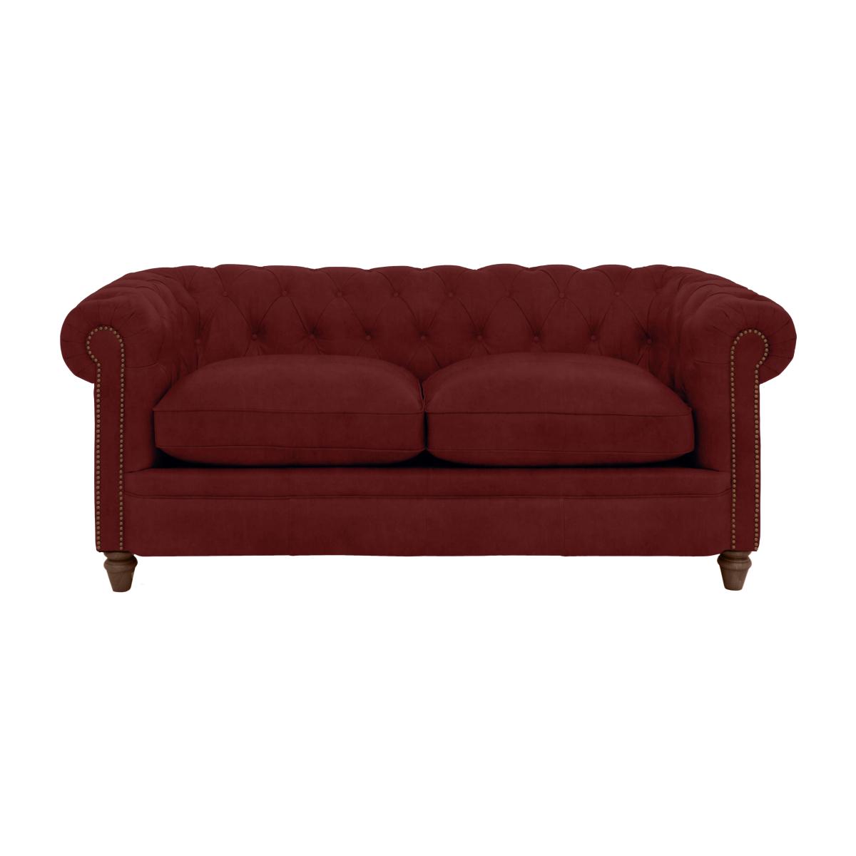 Alexander and James - Chesterfield Collection Ralph 2 Seater Fabric Sofa - Cranberry with Dark Feet St