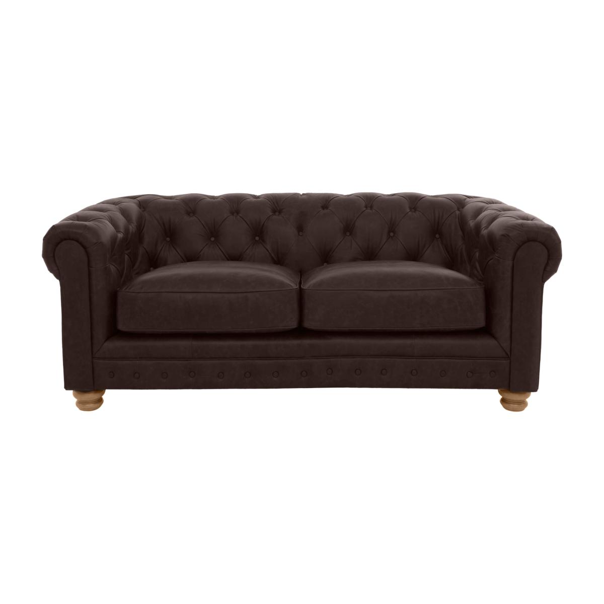 Alexander and James - Chesterfield Collection Hugo 2 Seater Leather Sofa - Cake - Oak Feet