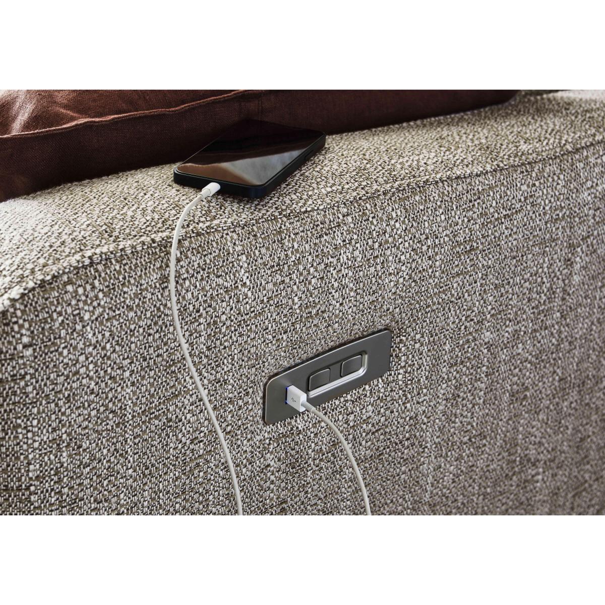 G Plan - Arlo 2 Seater Fabric Power Recliner Sofa - Yarn Slate with Walnut Feet – image 7