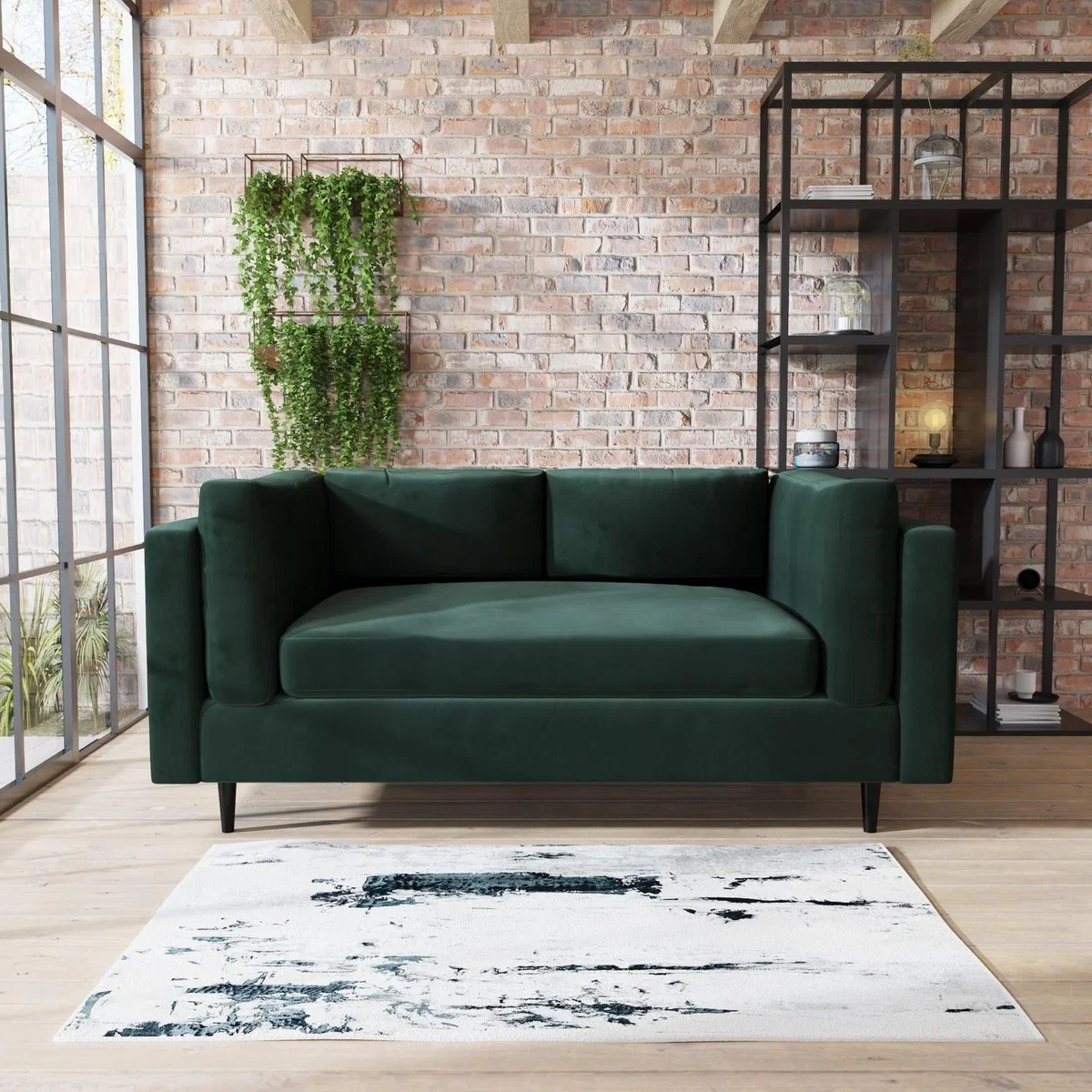 Green Velvet 2 Seater Sofa in a Box - Frankie – image 1