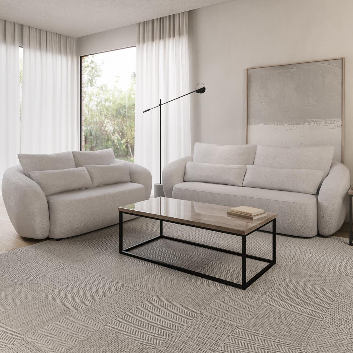Cream Chenille 3 Seater & 2 Seater Sofa Set - Vera – image 1