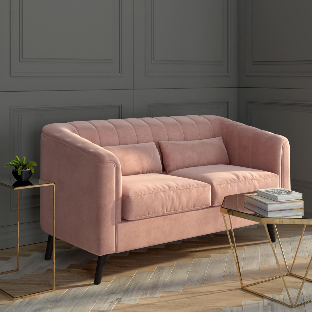 Pink Velvet 3 Seater Sofa & 2 Seater Sofa Set - Lotti – image 5