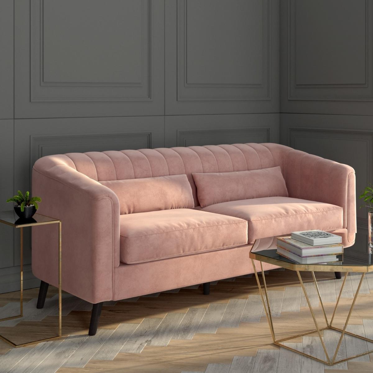 Pink Velvet 3 Seater Sofa & 2 Seater Sofa Set - Lotti – image 8