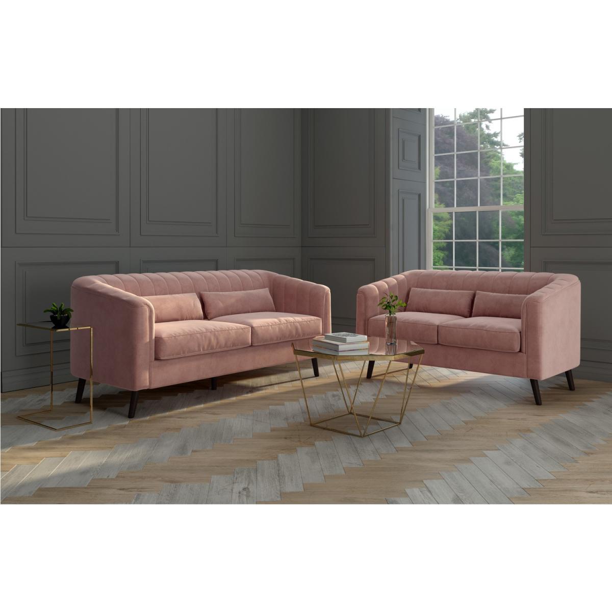 Pink Velvet 3 Seater Sofa & 2 Seater Sofa Set - Lotti – image 9