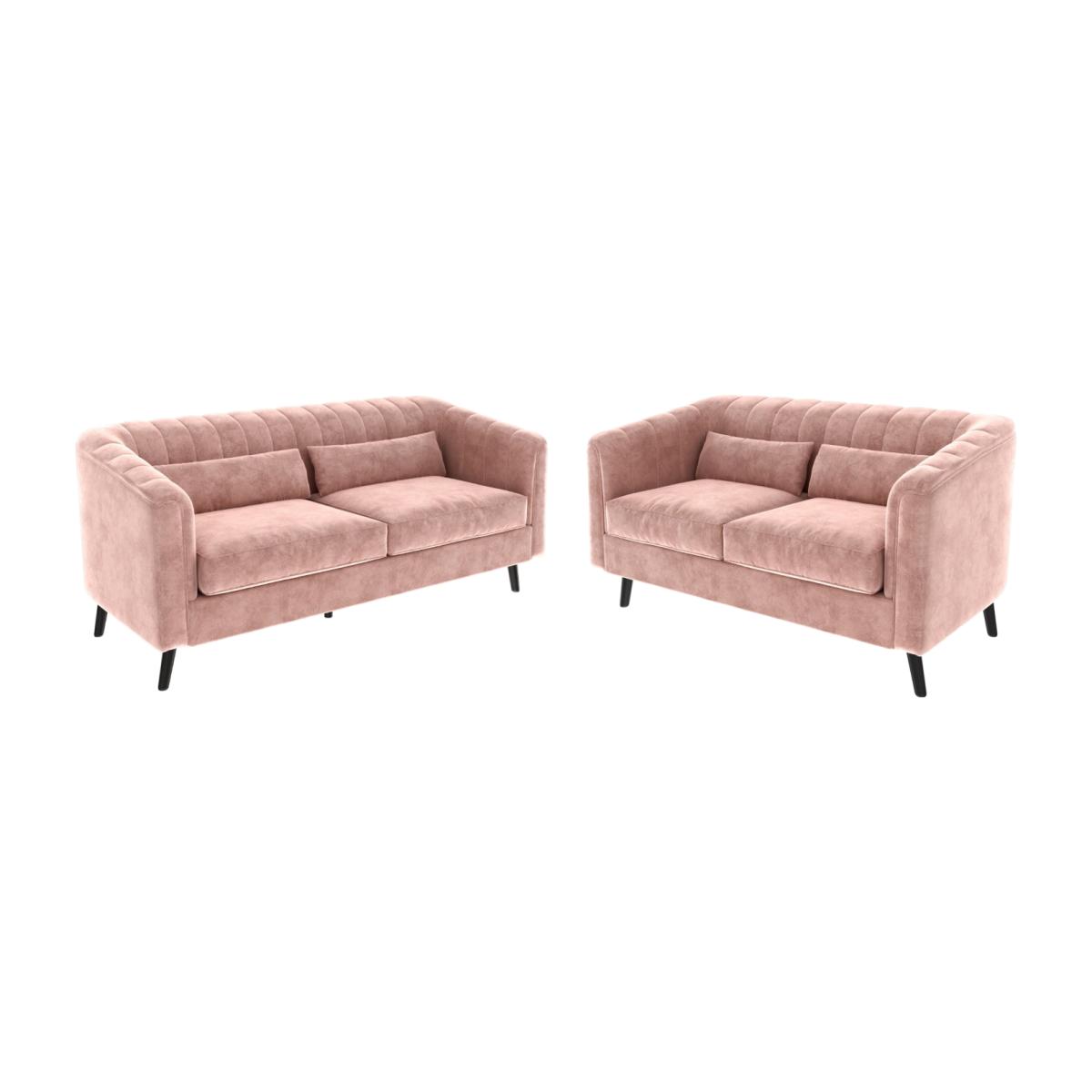 Pink Velvet 3 Seater Sofa & 2 Seater Sofa Set - Lotti – image 1