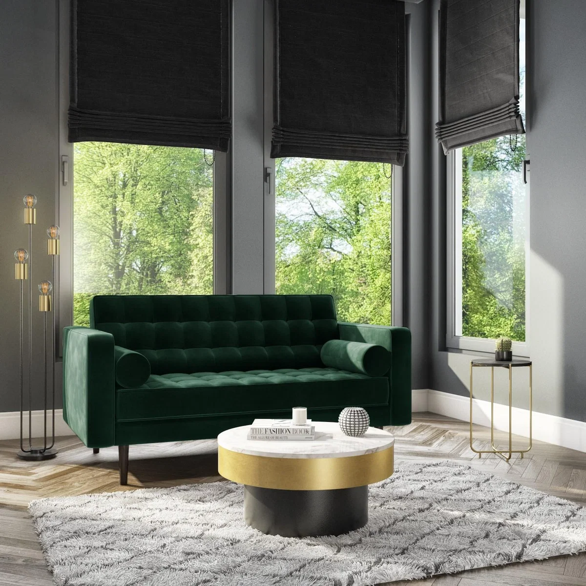 Green Velvet 2 Seater Sofa - Elba – image 3