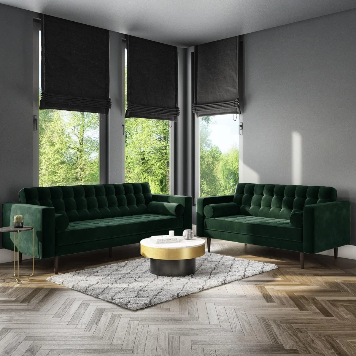 Green Velvet 2 Seater Sofa - Elba – image 4