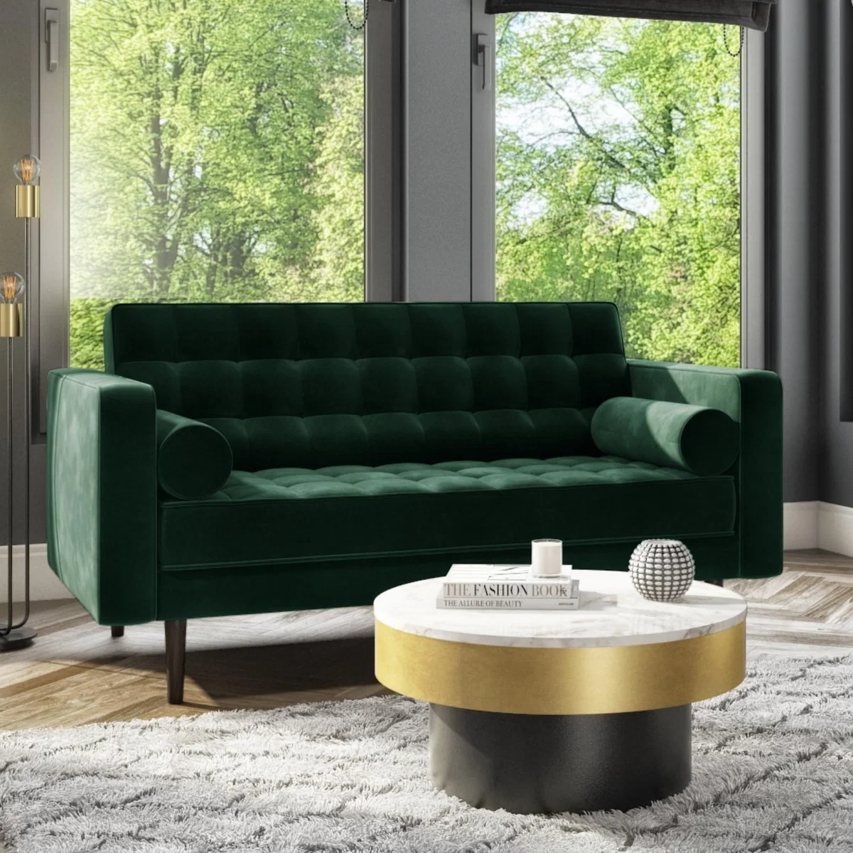 Green Velvet 2 Seater Sofa - Elba – image 1