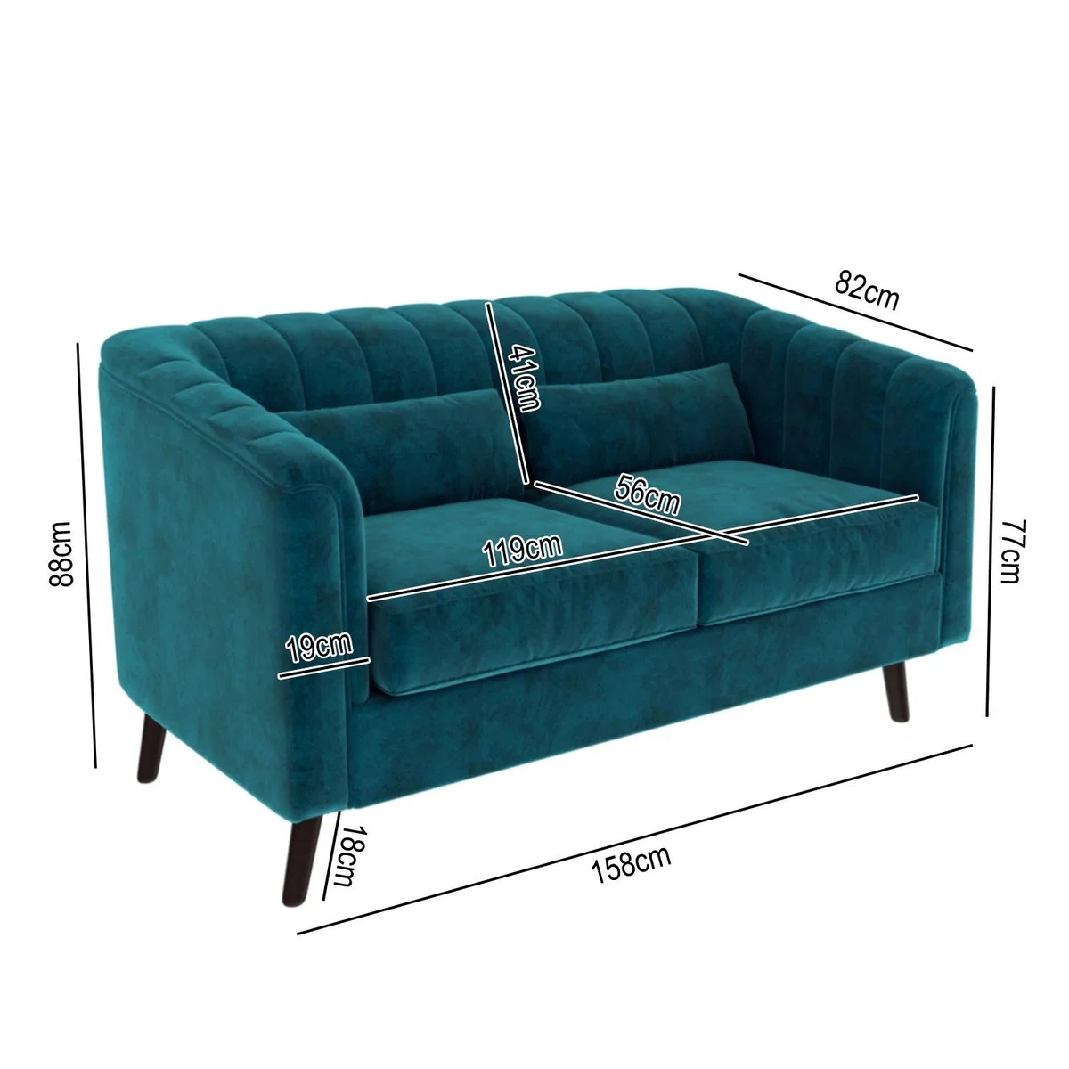 Blue Velvet 2 Seater Sofa - Lotti – image 4