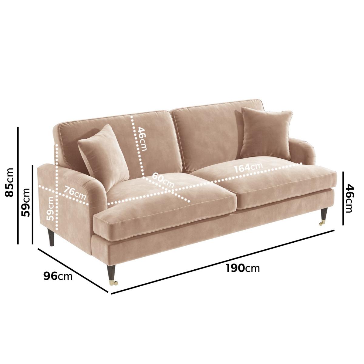 Velvet 2 Seater Sofa in Blush Pink - Payton – image 3