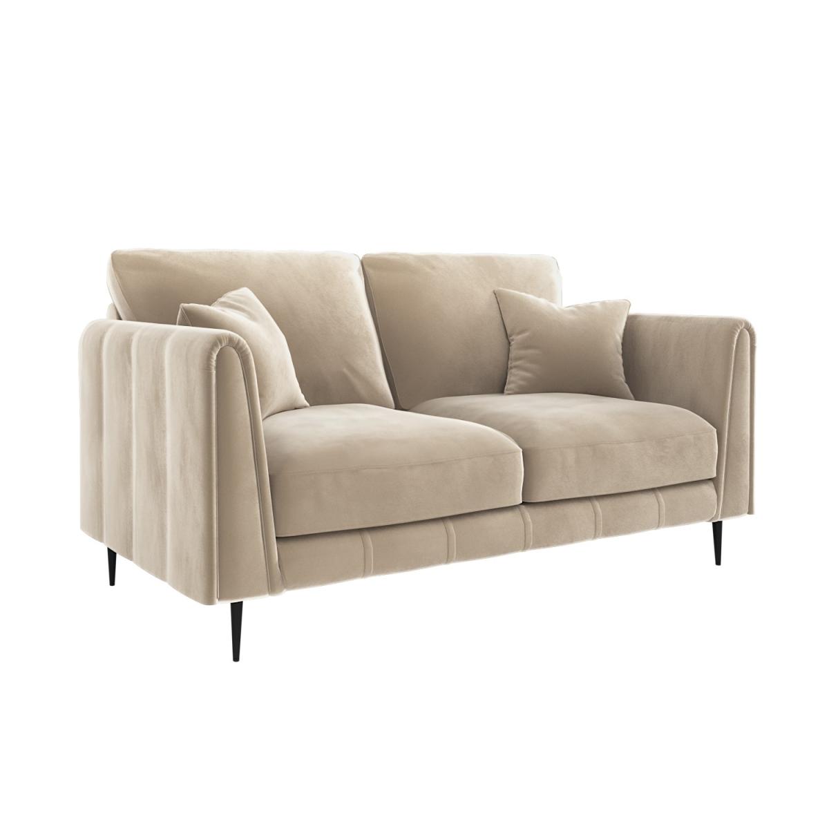Beige Velvet 2 Seater Sofa - Tahlia – image 3