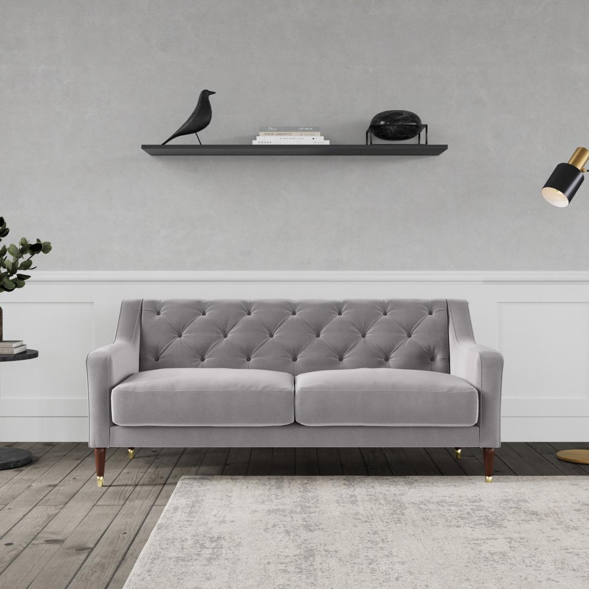 Swoon Pritchard Velvet 2 Seater Sofa - Silver Grey – image 3