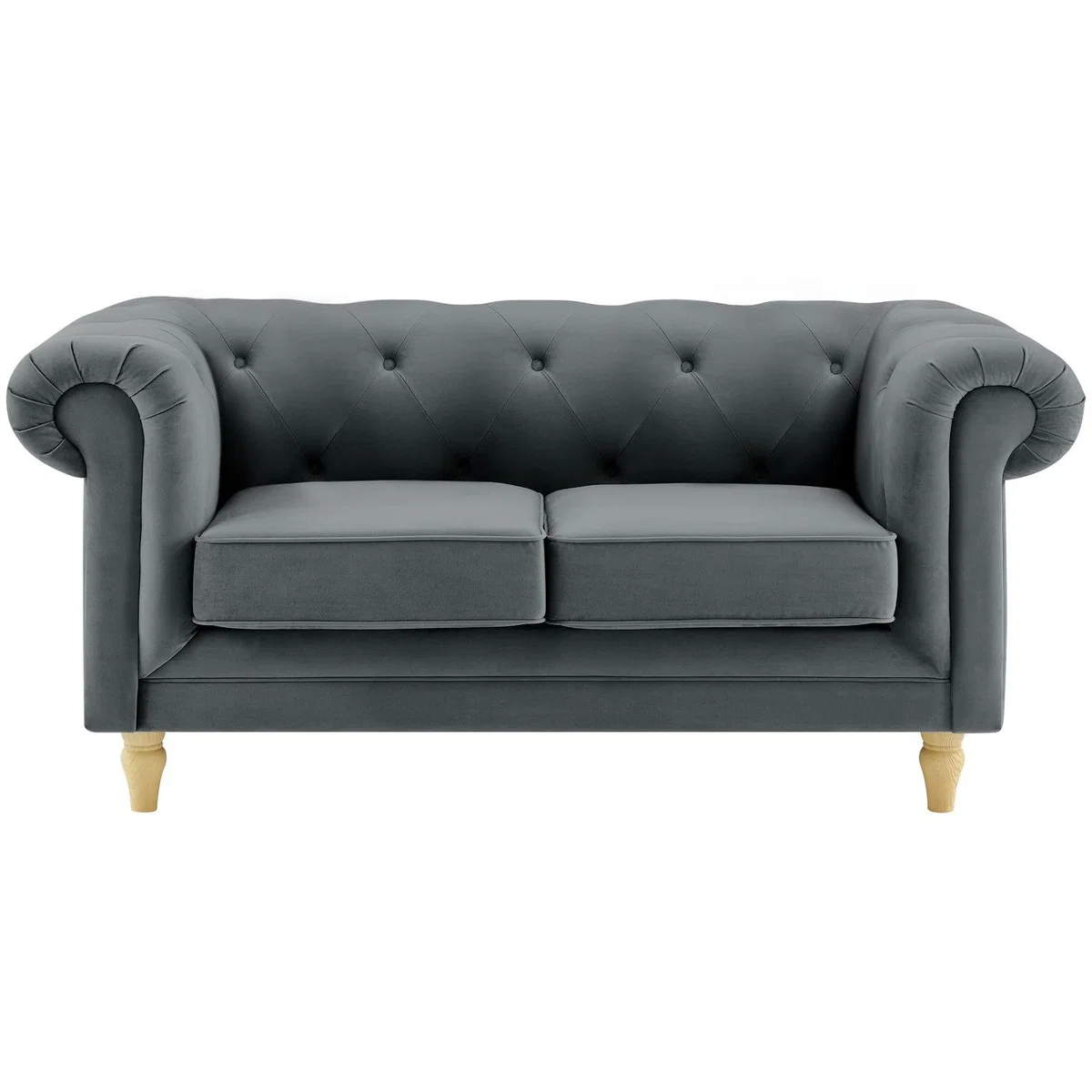 Habitat Clarendon Chesterfield Velvet 2 Seater Sofa-Charcoal – image 4