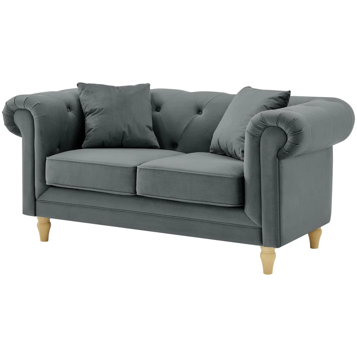Habitat Clarendon Chesterfield Velvet 2 Seater Sofa-Charcoal – image 8