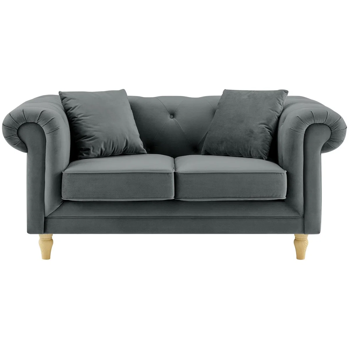 Habitat Clarendon Chesterfield Velvet 2 Seater Sofa-Charcoal – image 9