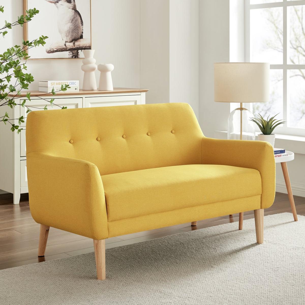 Habitat Finney Fabric 2 Seater Sofa - Mustard – image 3