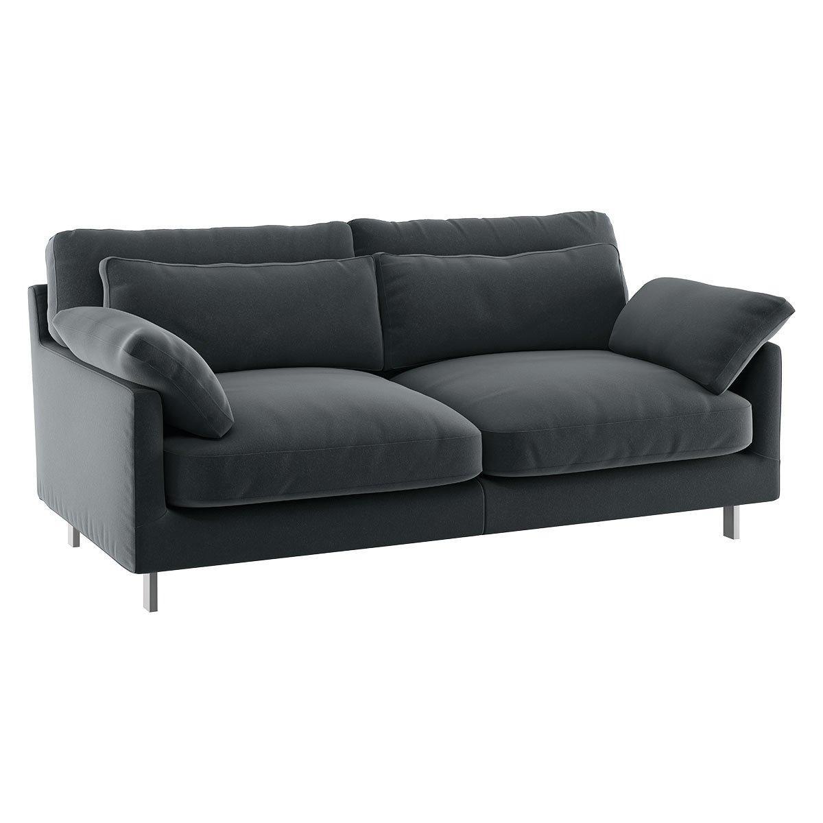 Habitat Cuscino 2 Seater Velvet Sofa - Dark Grey – image 3