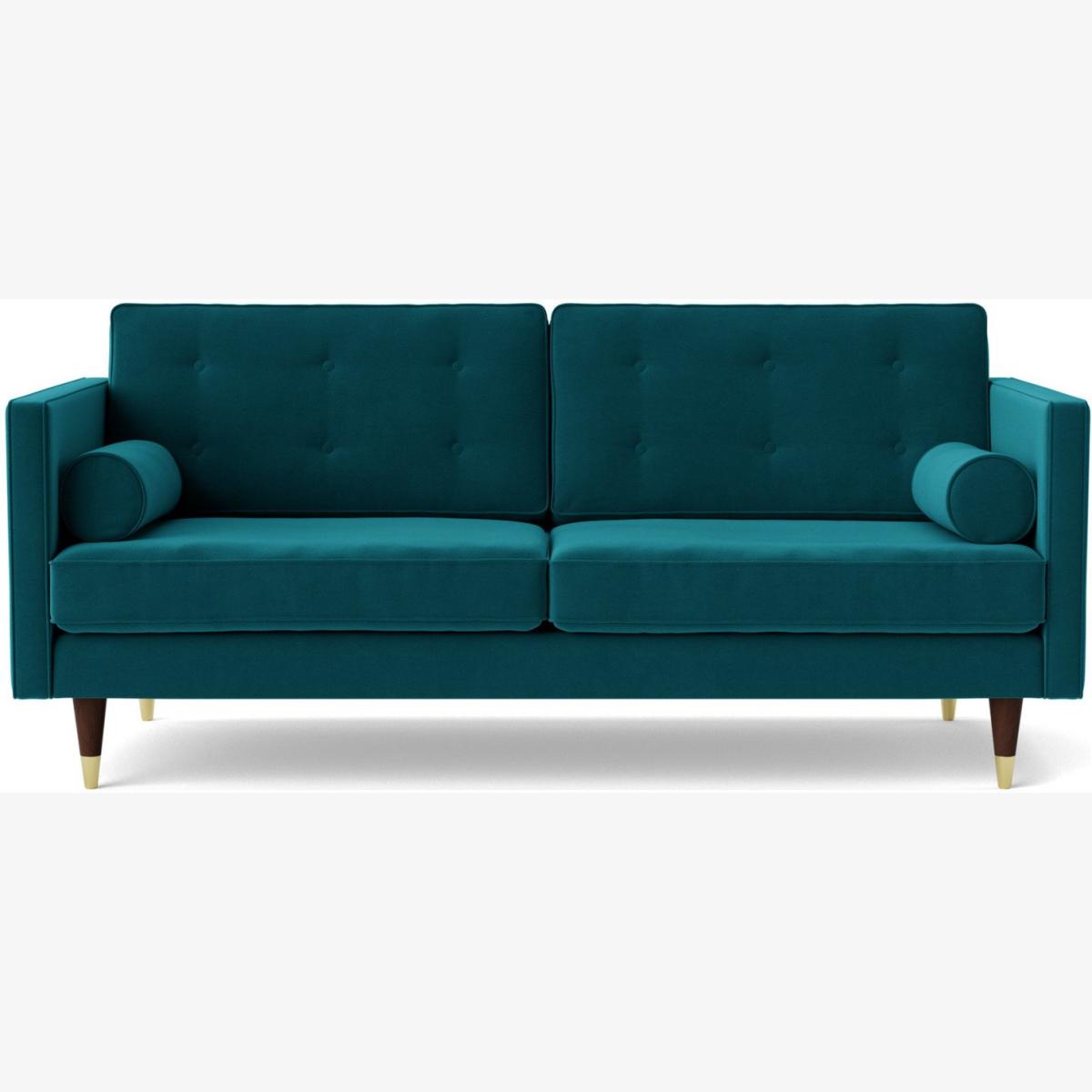 Swoon Porto Velvet 2 Seater Sofa- Kingfisher Blue – image 1
