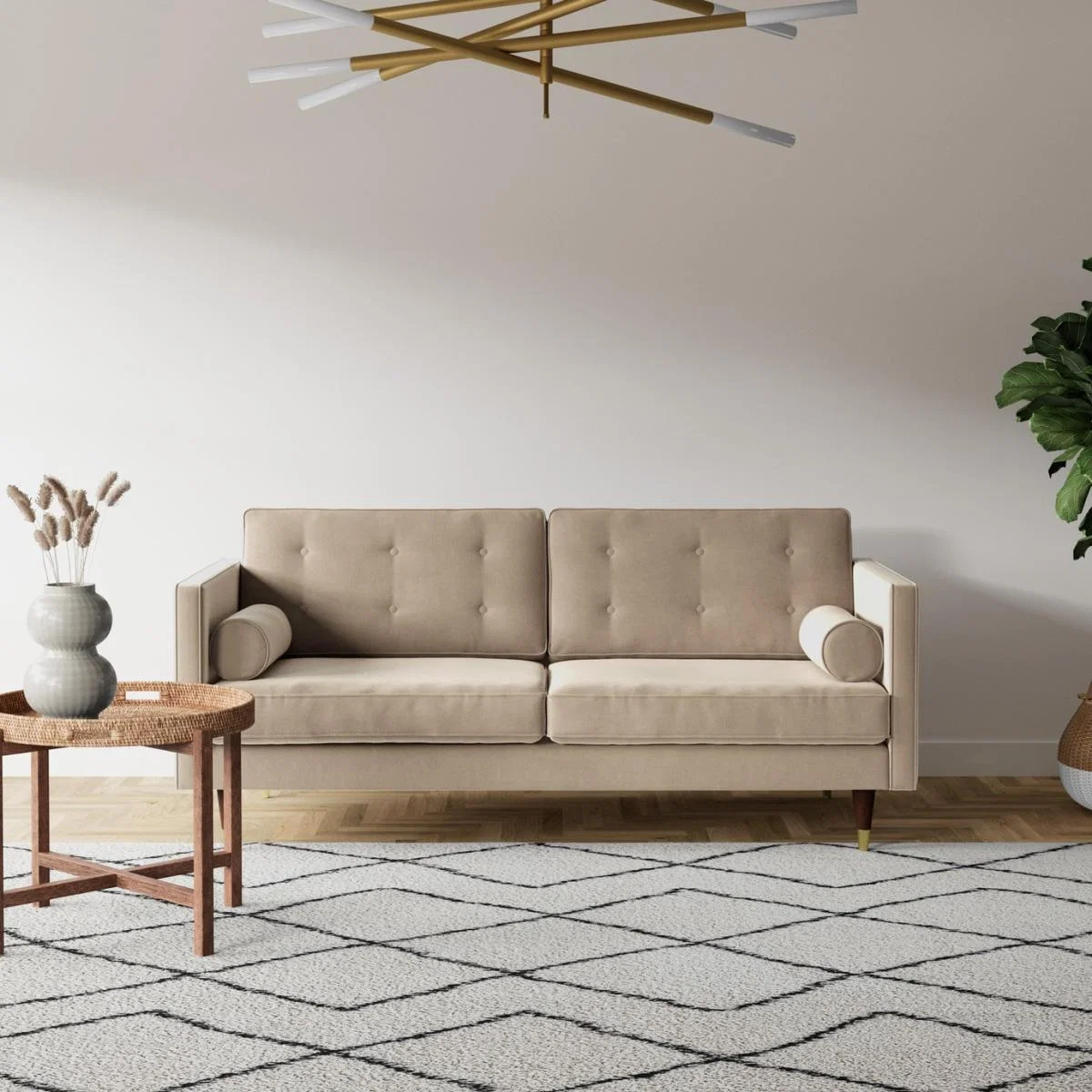 Swoon Porto Velvet 2 Seater Sofa - Taupe – image 3