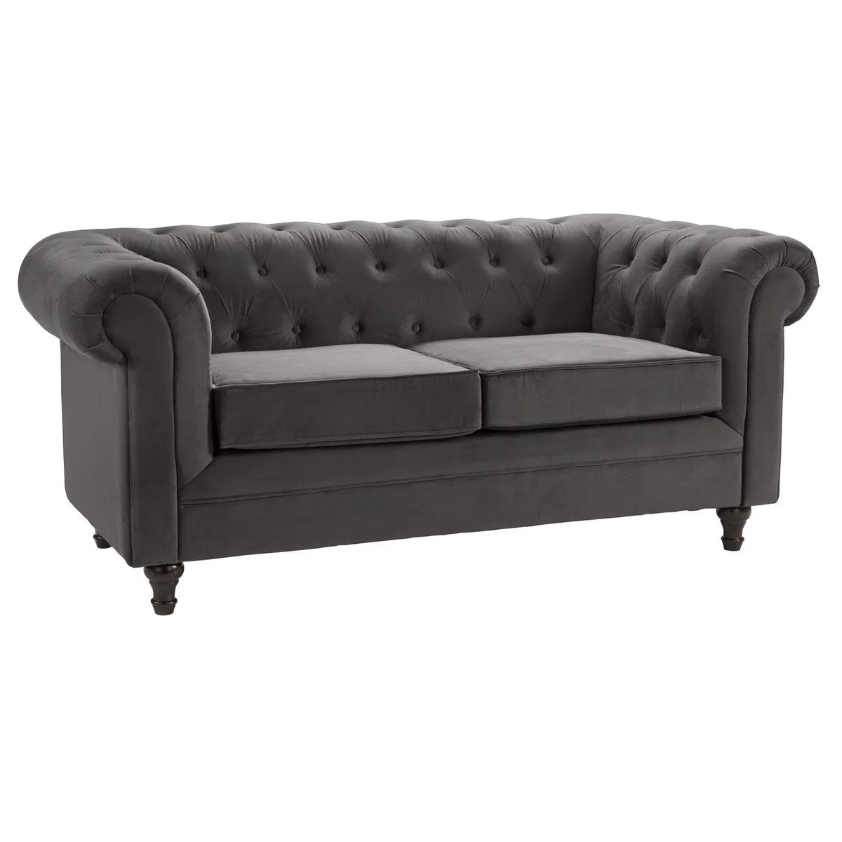 Habitat Chesterfield 2 Seater Velvet Sofa - Charcoal – image 6