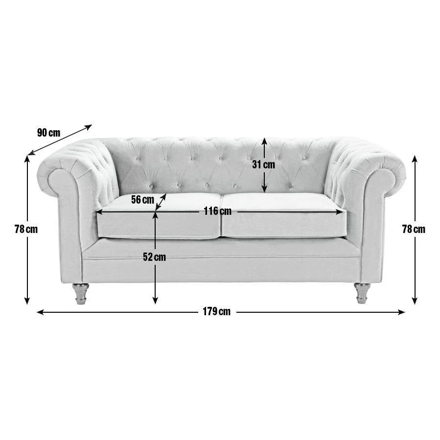 Habitat Chesterfield 2 Seater Velvet Sofa - Charcoal – image 9