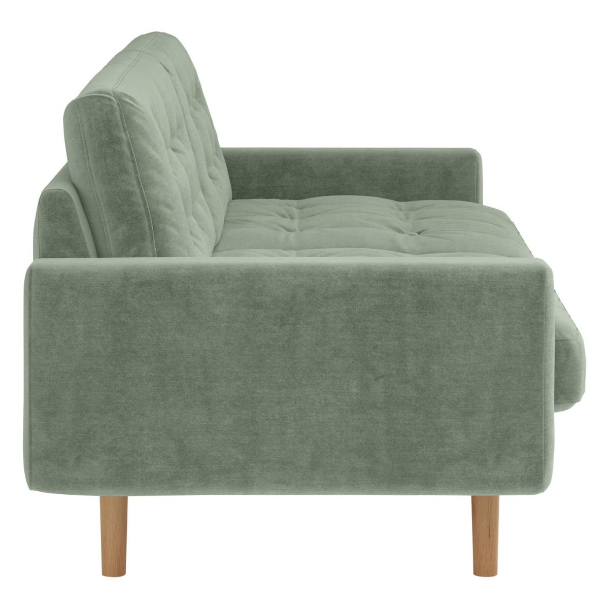 Habitat Fenner Velvet 2 Seater Sofa - Light Feet- Sage Green – image 5
