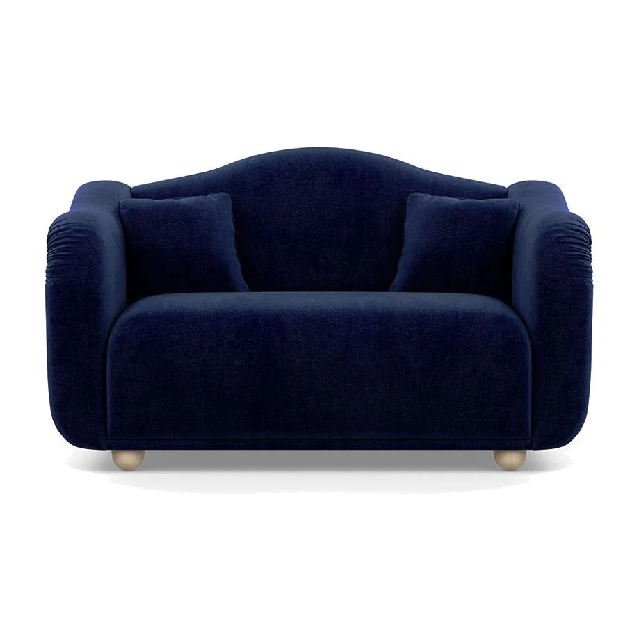 Heal's Tetbury 2 Seater Sofa Smart Luxe Velvet Midnight Natural Beech Feet