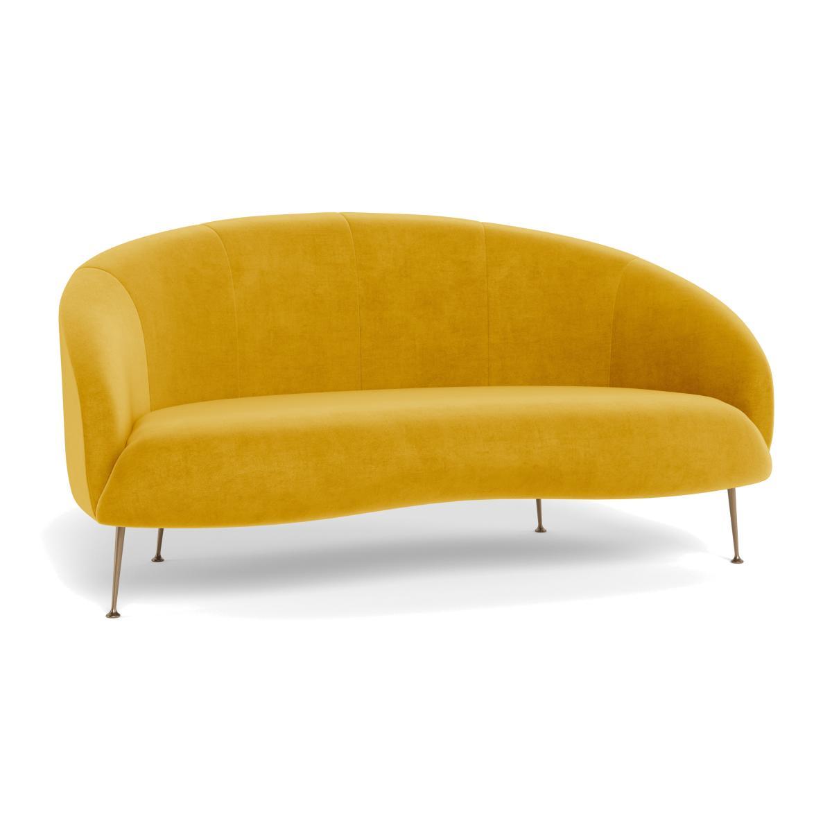 Heal's Bloomsbury 2 Seater Sofa Smart Luxe Velvet Canary Brass Feet - Heal's UK Furniture – image 1